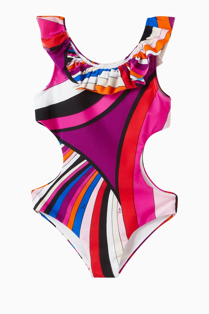 

Cutout Swimsuit in Stretch Nylon, Multicolour