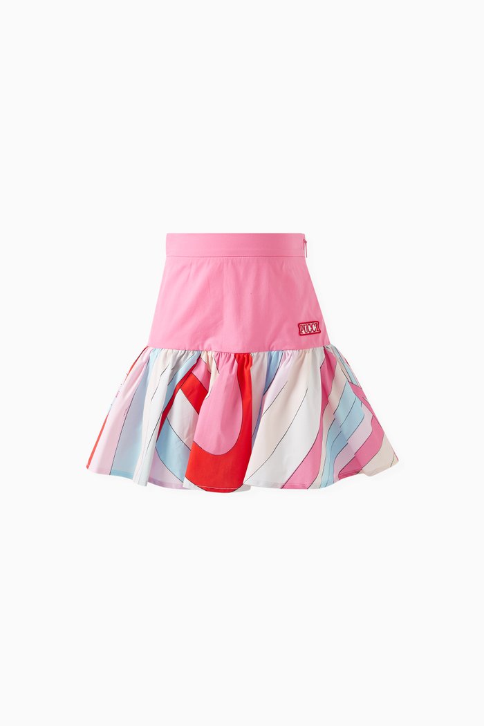 

Iride-print Skirt in Organic Cotton, Pink