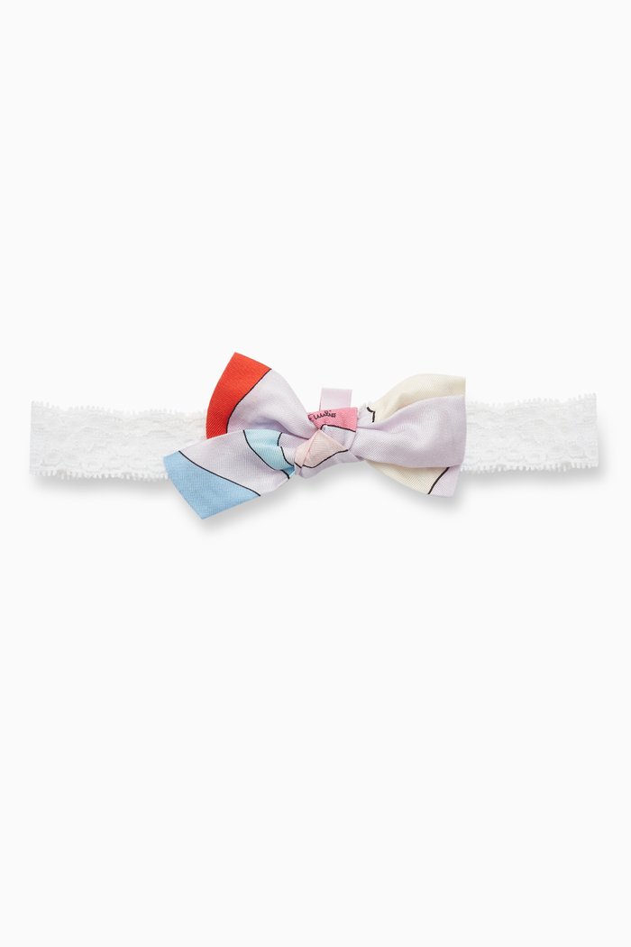 

Printed Bow Hairband in Lace, Multicolour