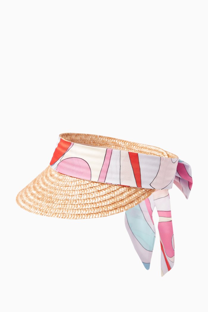 

Iride-print Hat in Woven Raffia, Multicolour