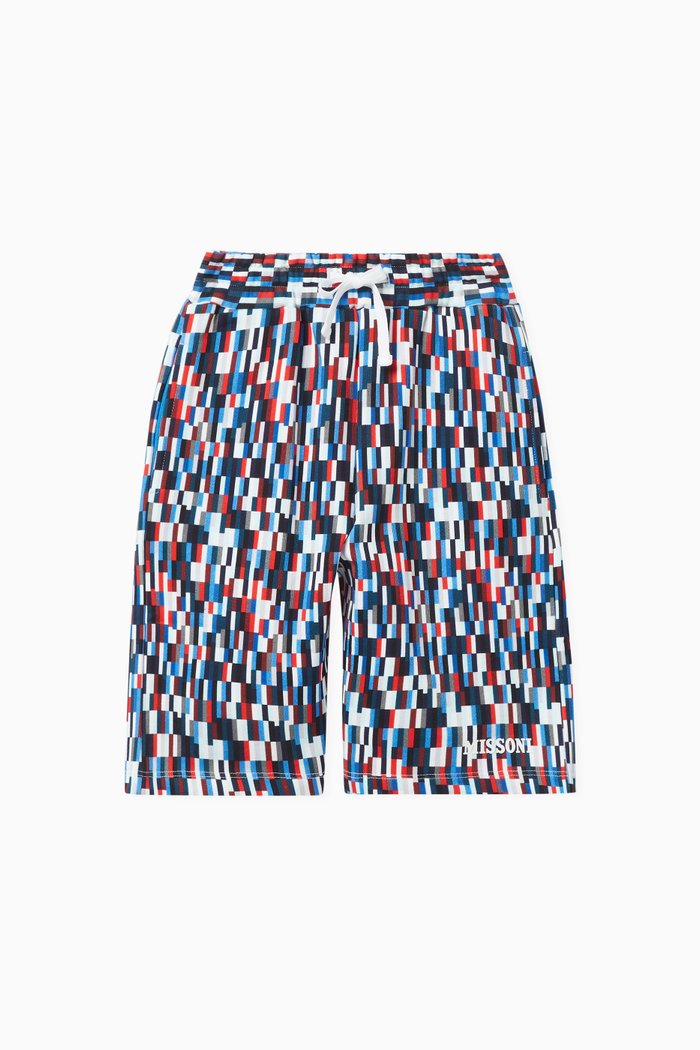 Patterned Logo Shorts in Cotton Jersey, Multicolour