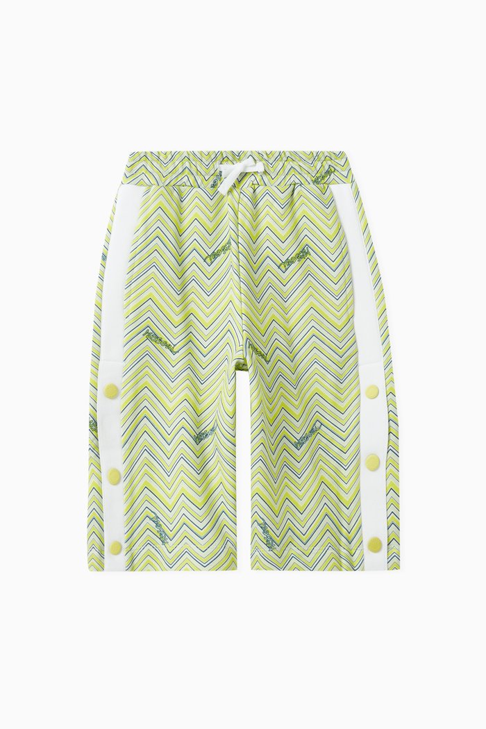 

Zigzag-pattern Shorts in Cotton Jersey, Green
