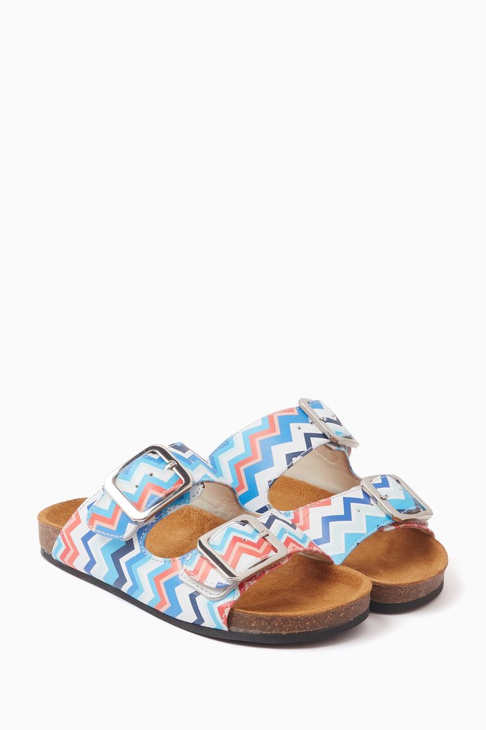 

Double Buckle Slides in Faux Leather, Multicolour