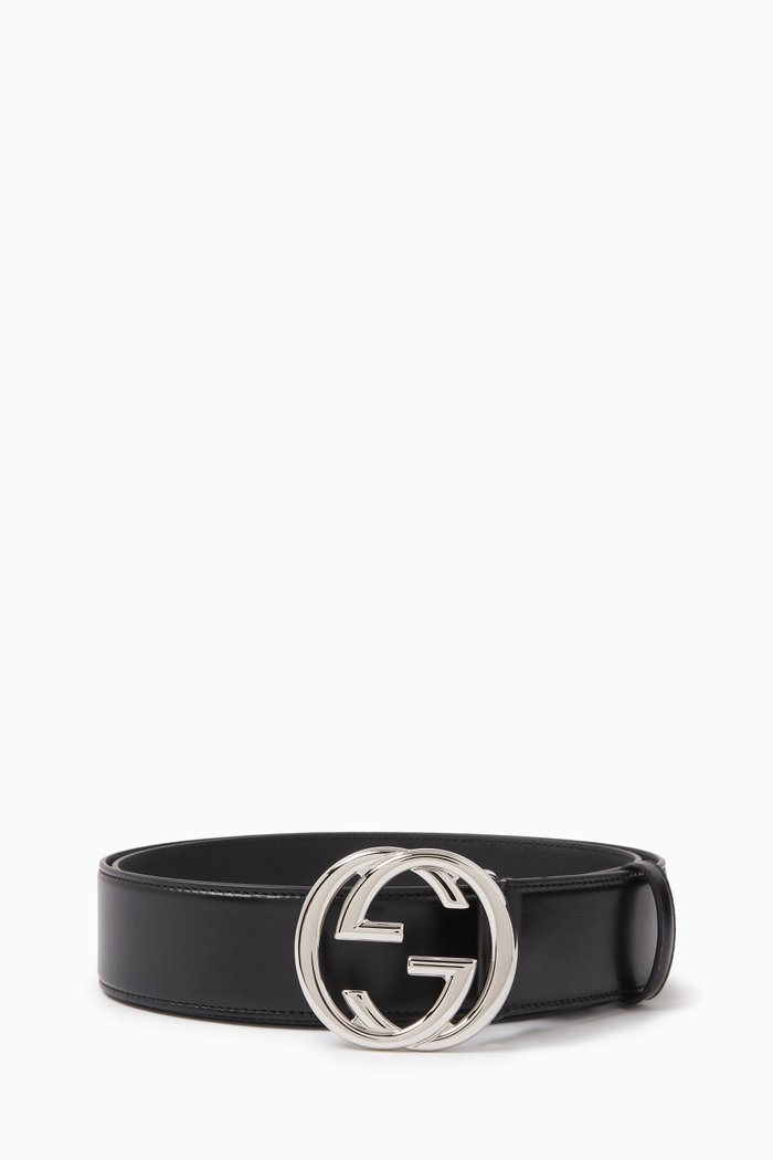

Interlocking G Belt in Leather, Black
