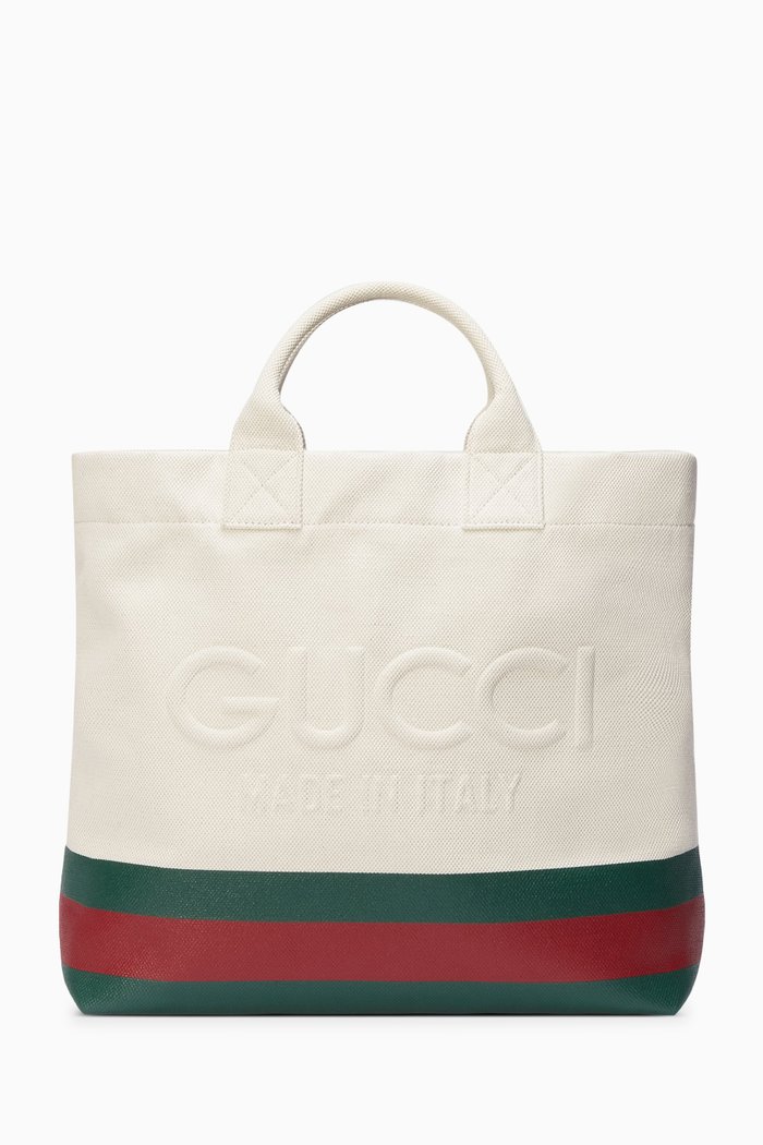 

Embossed Logo Tote Bag in Canvas, Neutral