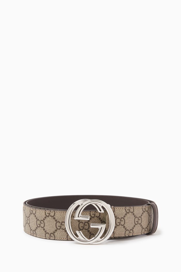 

Interlocking G Belt in Coated-canvas, Brown