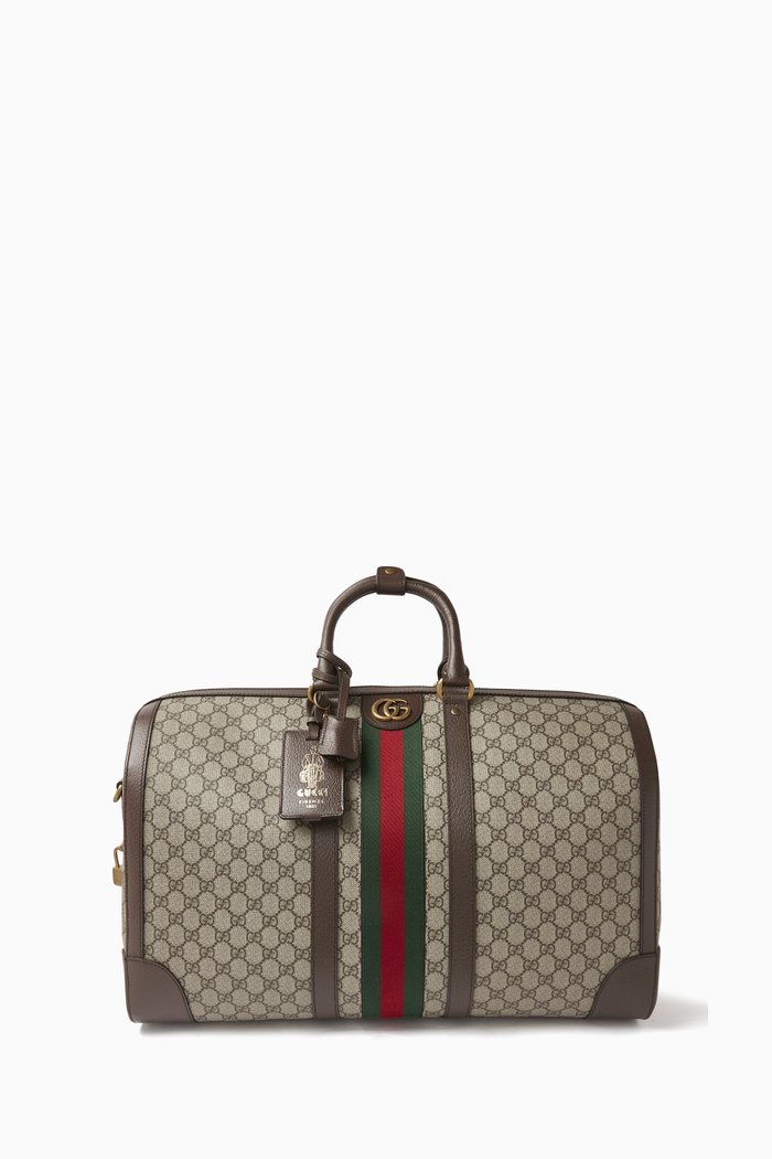 

Large Gucci Savoy Duffle Bag in GG Supreme Canvas, Neutral