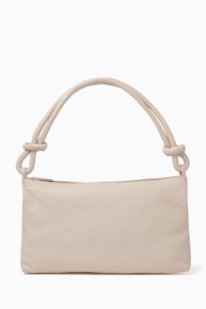 

Knotted Baguette Bag in Leather, White