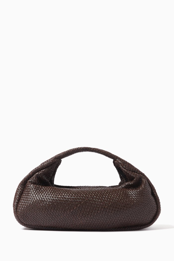 

Woven Bon Bon Bag in Leather, Brown
