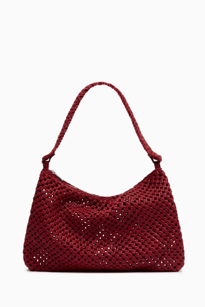 

Macrame Shoulder Bag in Leather, Red