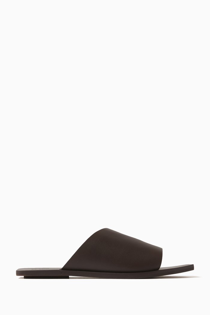 

Asymmetric Slides in Leather, Brown