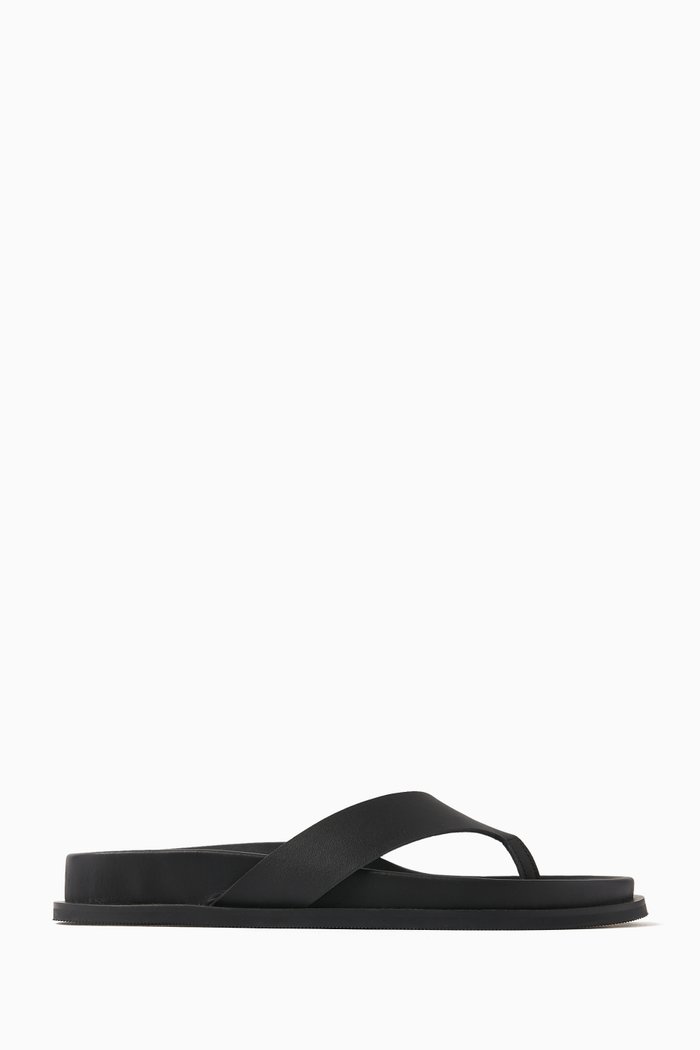 

Thong Slides in Leather, Black