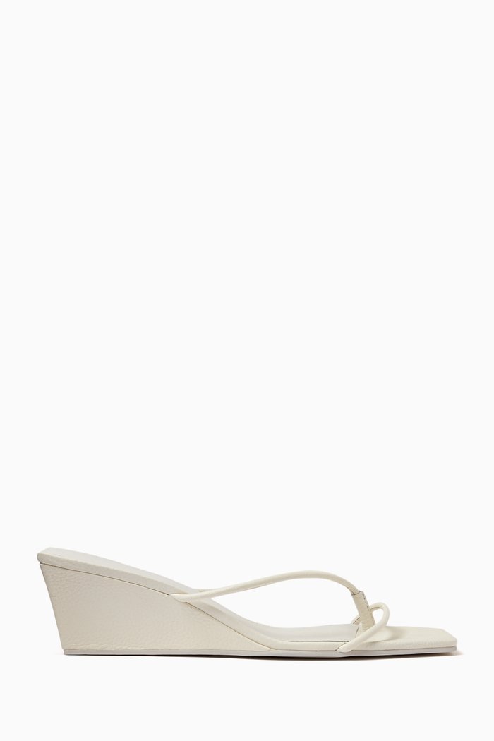 

Minimal 65 Low Wedge Sandals in Leather, White