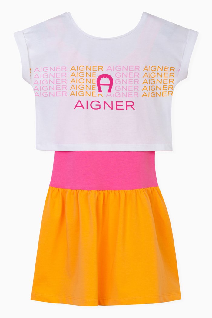 Printed Dress in Lycra, Orange