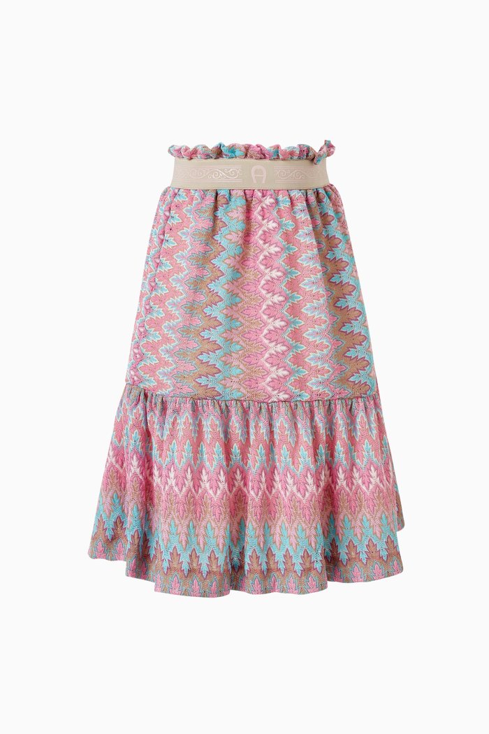 

Zig-Zag Tiered Skirt in Polyester, Multicolour