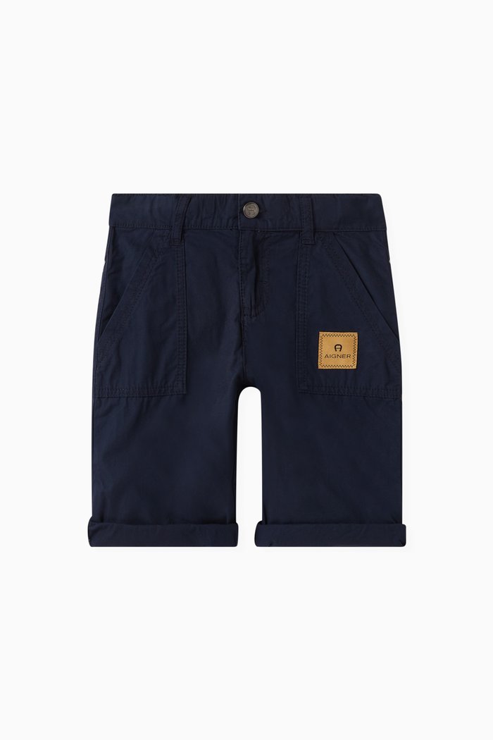 

Logo-badge Bermuda Shorts in Cotton-poplin, Blue