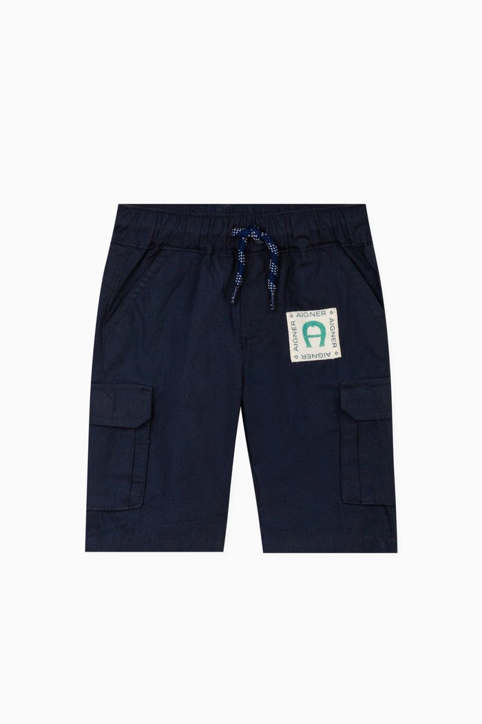 

Logo-badge Bermuda Shorts in Cotton-poplin, Blue