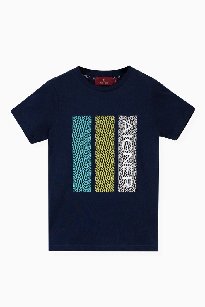 Printed T-shirt in Jersey, Blue
