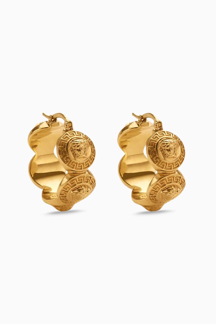 

Tribute Medusa Hoop Earrings in Metal, Gold