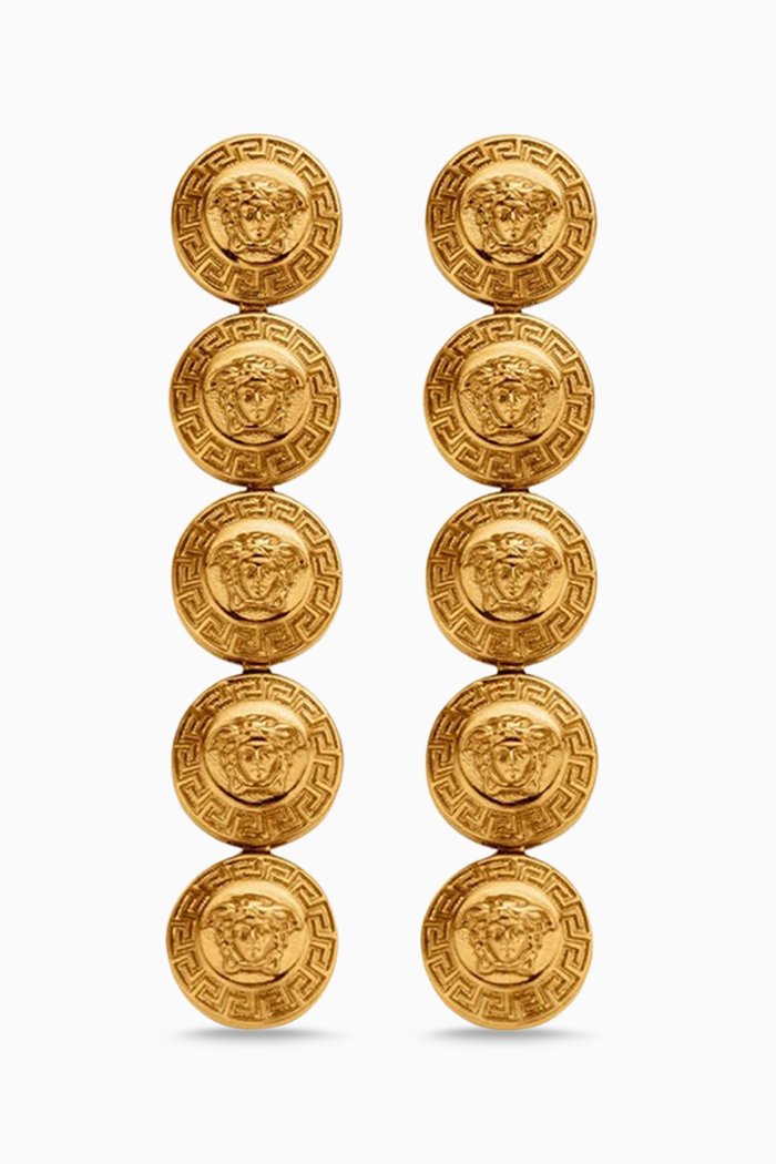 

Tribute Medusa Drop Earrings in Metal, Gold