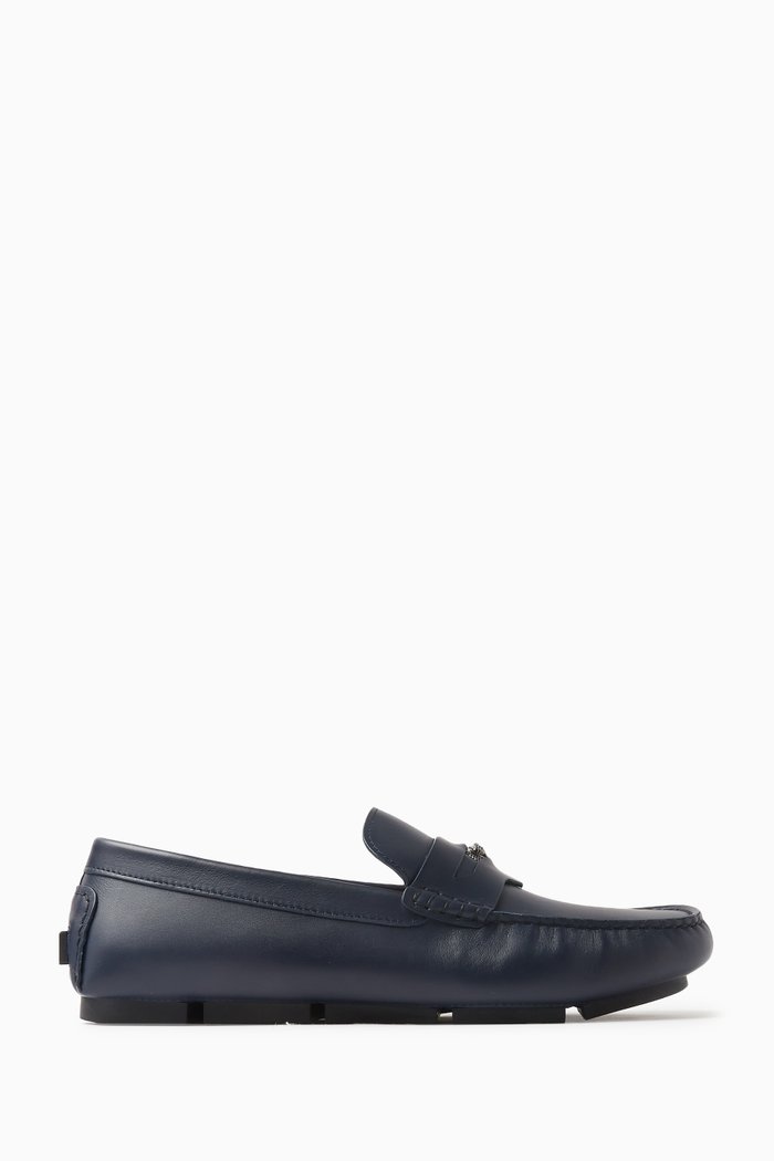 

Medusa Biggie Driver Shoes in Leather, Blue