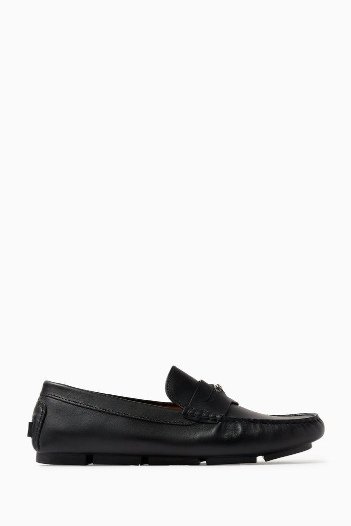 

Medusa Biggie Driver Shoes in Leather, Black