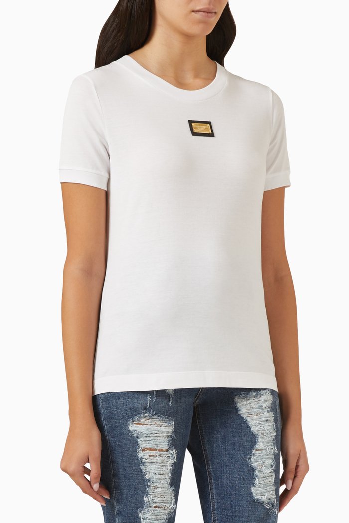 

DG Logo Tag T-Shirt in Cotton, White