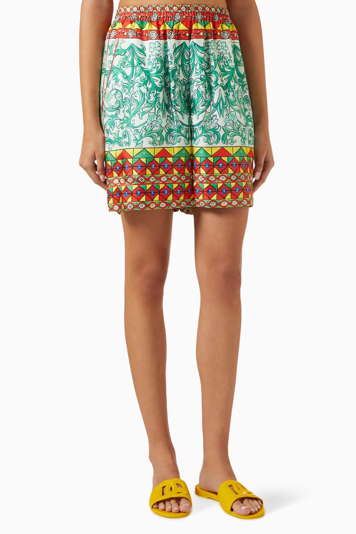 

Carreto Print Shorts in Silk Twill, Multicolour