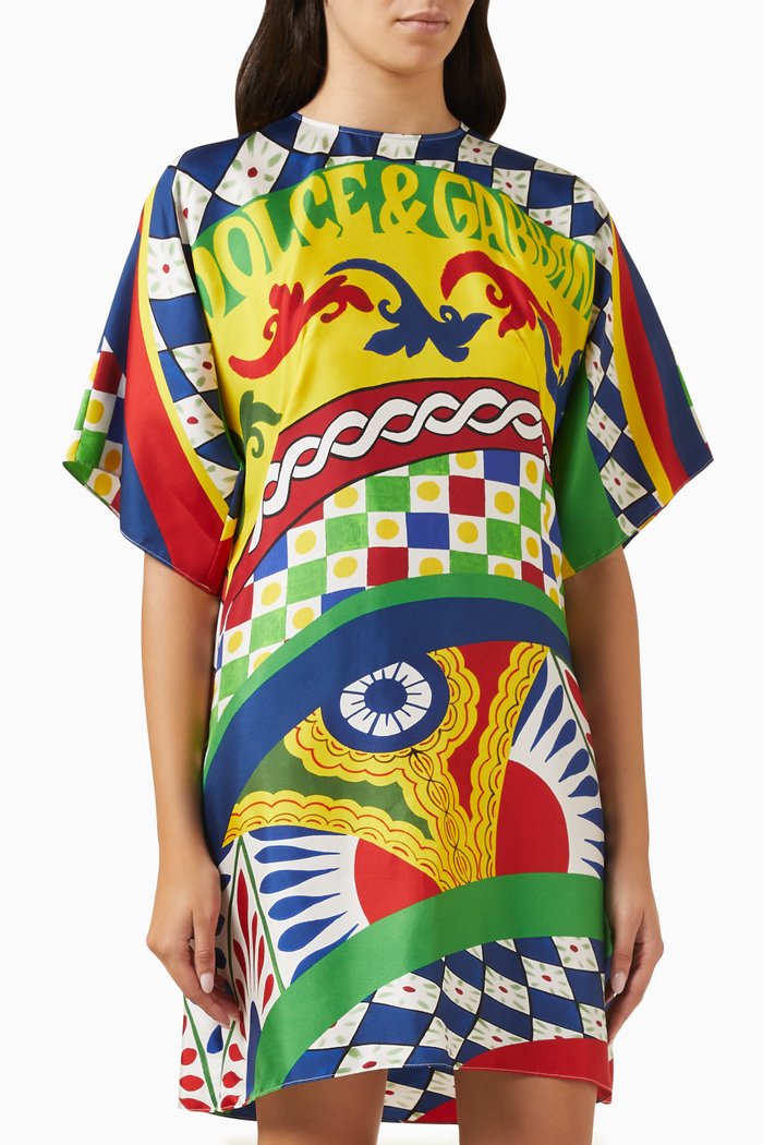 

Carreto Print Mini Dress in Silk, Multicolour