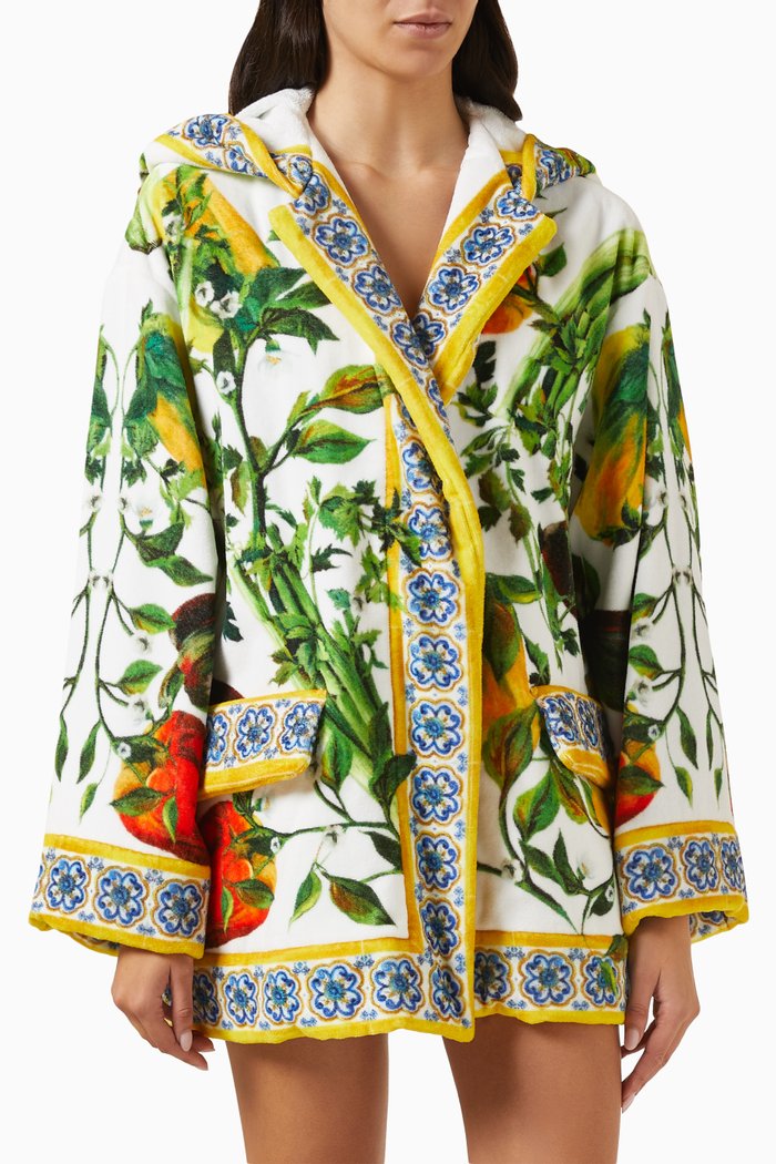 

Signature Print Robe in Cotton, Multicolour