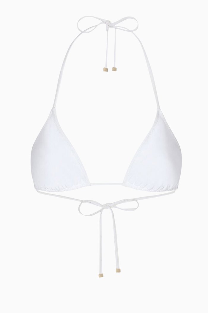 

Logo Engraved Bikini Top, White