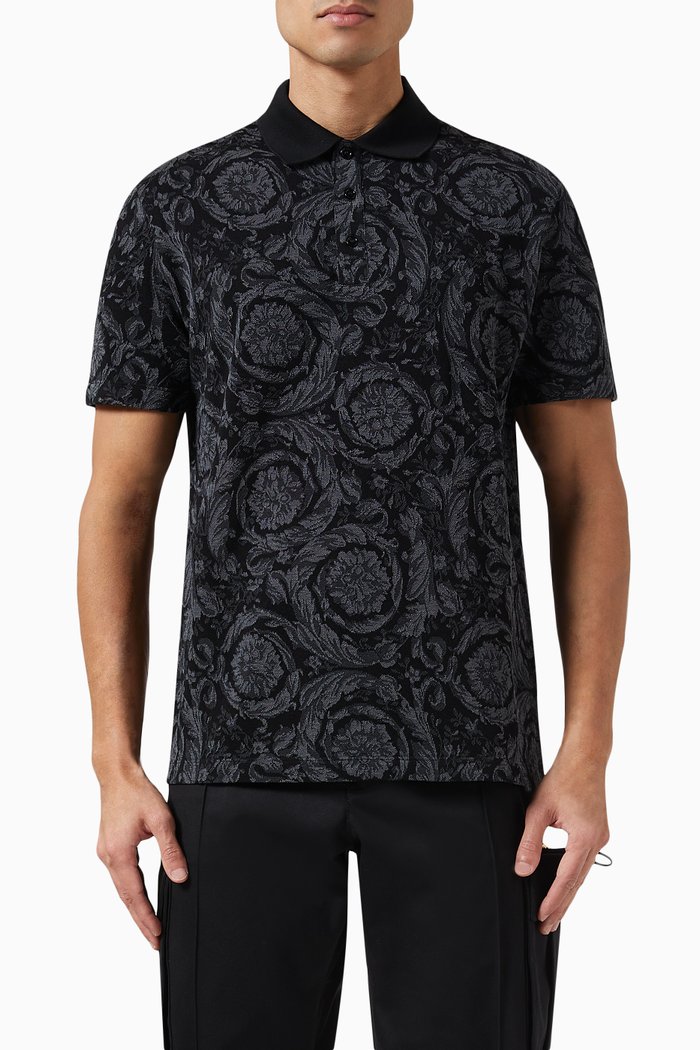 

Barocco Polo Shirt in Piqué, Grey