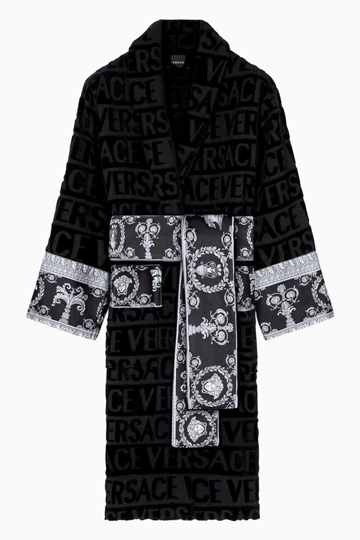 

Unisex All-over Logo Bathrobe in Cotton, Black