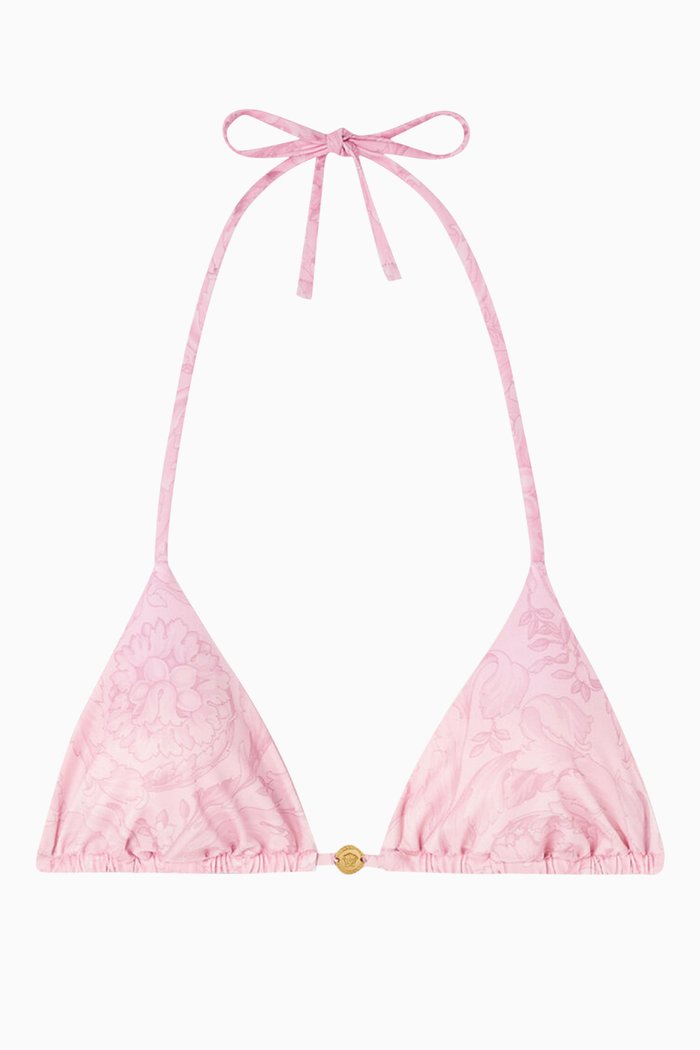 Barocco Bikini Top in Stretch Nylon, Pink