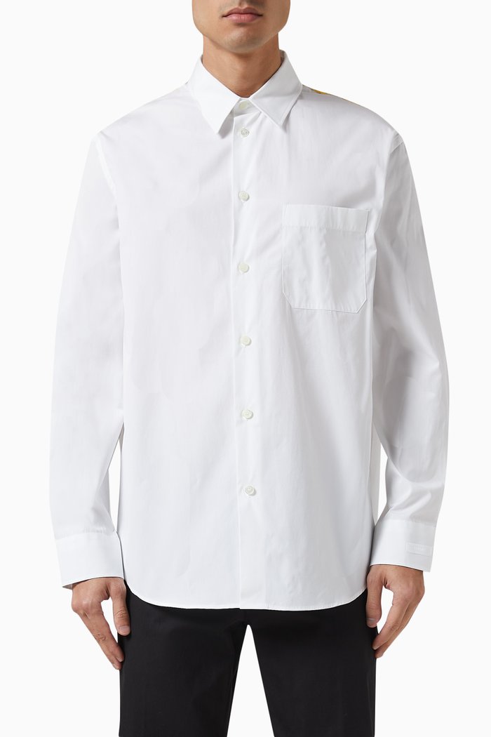 

Printed Panel Shirt in Poplin, Red