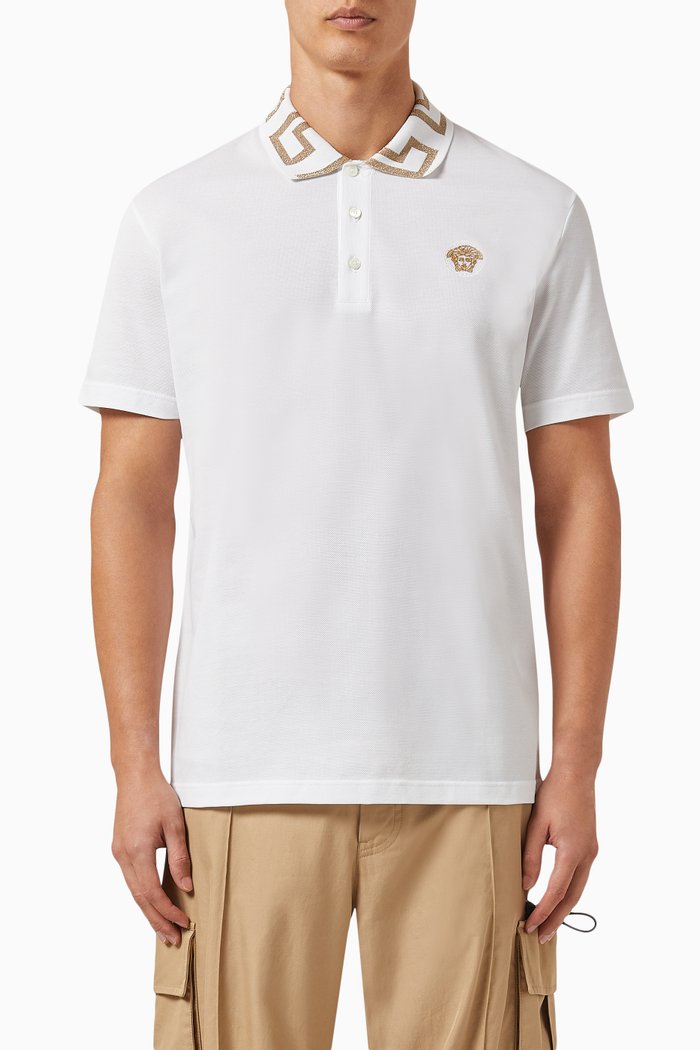 

Greca Polo Shirt in Cotton, White