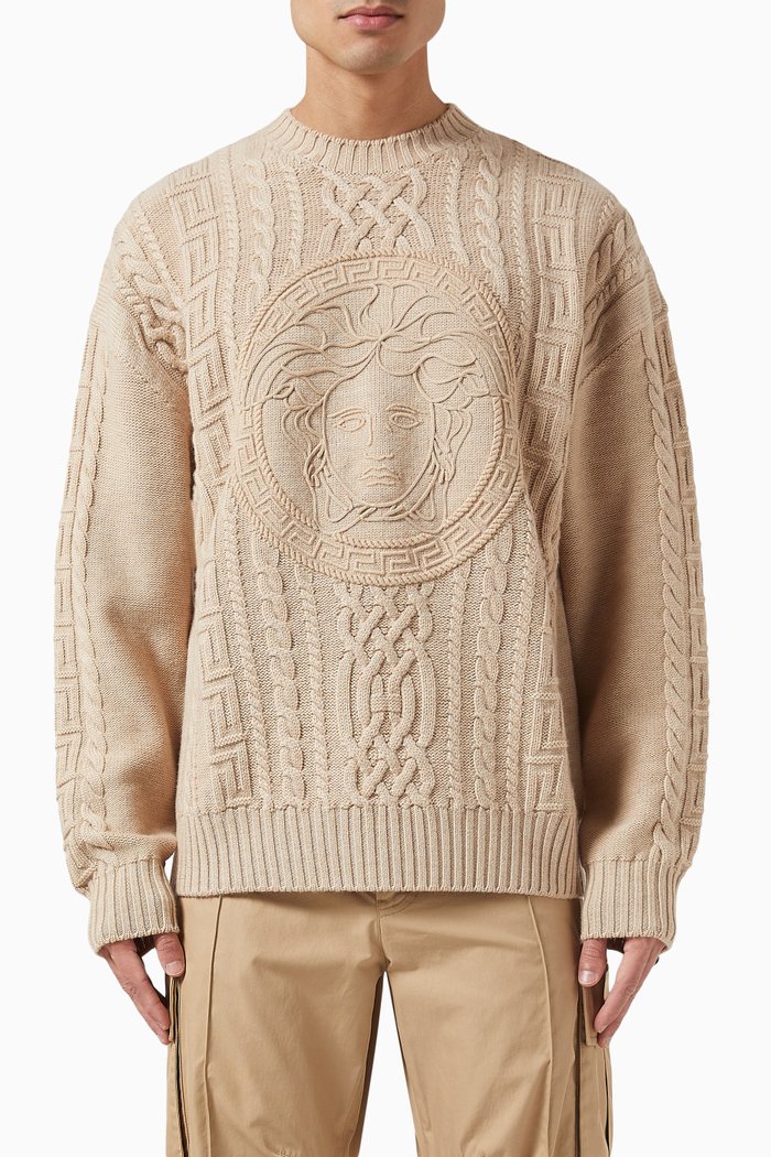 Medusa Sweater in Cable Knit, Neutral