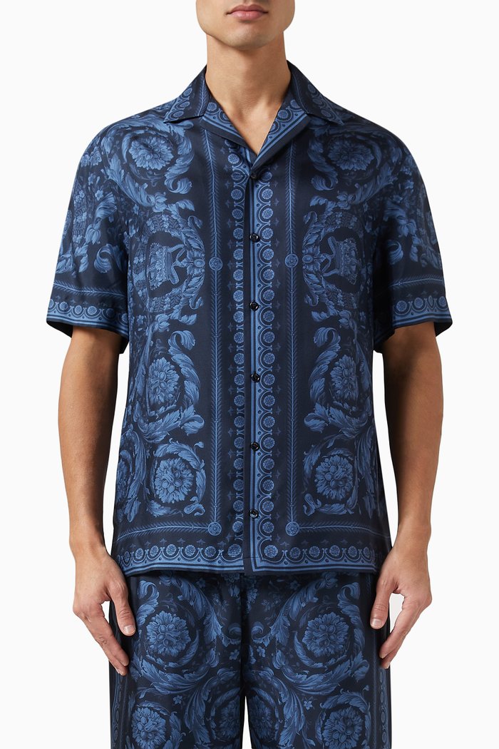 

Barocco Shirt in Silk, Blue
