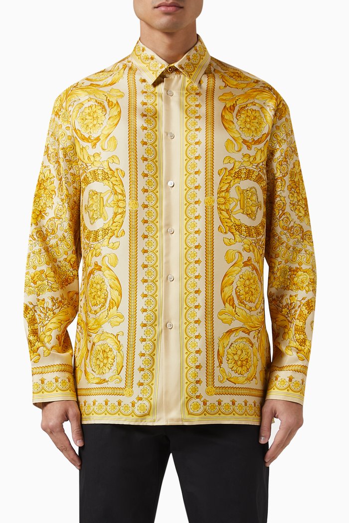 Barocco Shirt in Silk, Red