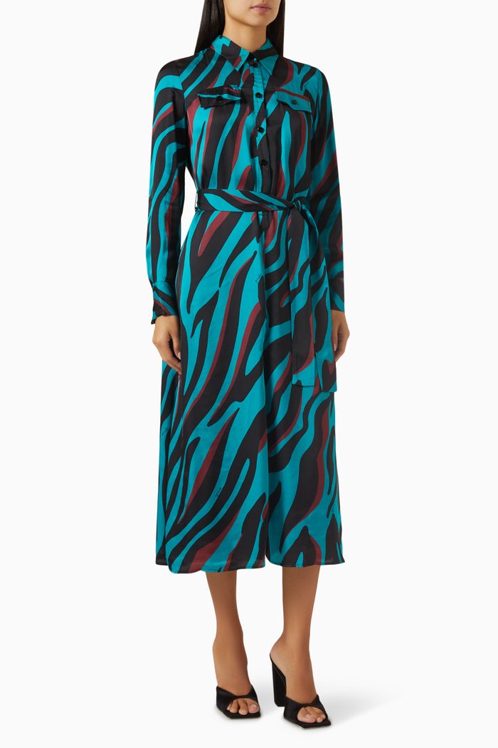 

Psychedelic Zebra-print Shirt Dress in Viscose, Multicolour