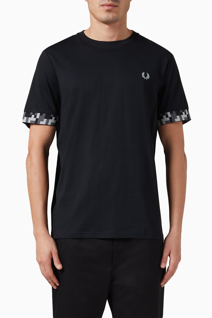 

Pixel Cuff T-shirt in Cotton-jersey, Black