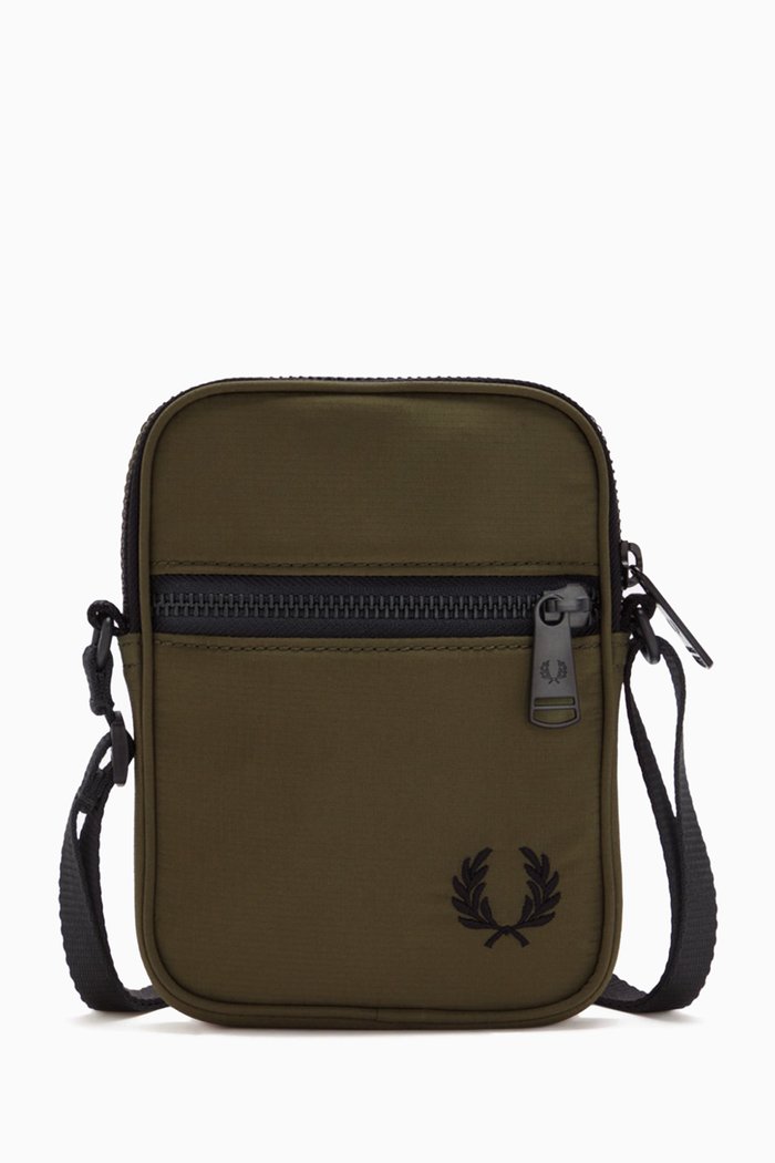 Logo Messenger Bag in Nylon Ripstop, Brown