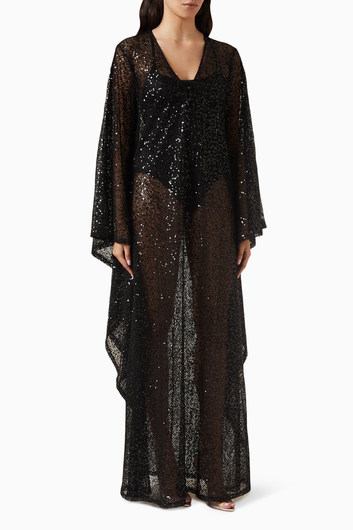 

Crochet Kaftan in Sequin, Black