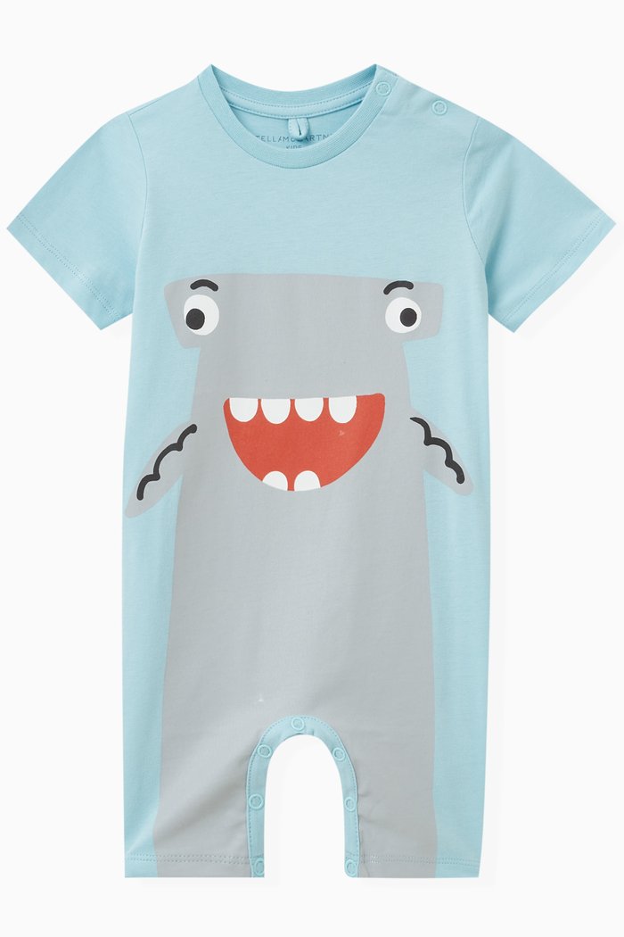

Happy Shark Romper in Organic Cotton-jersey, Blue