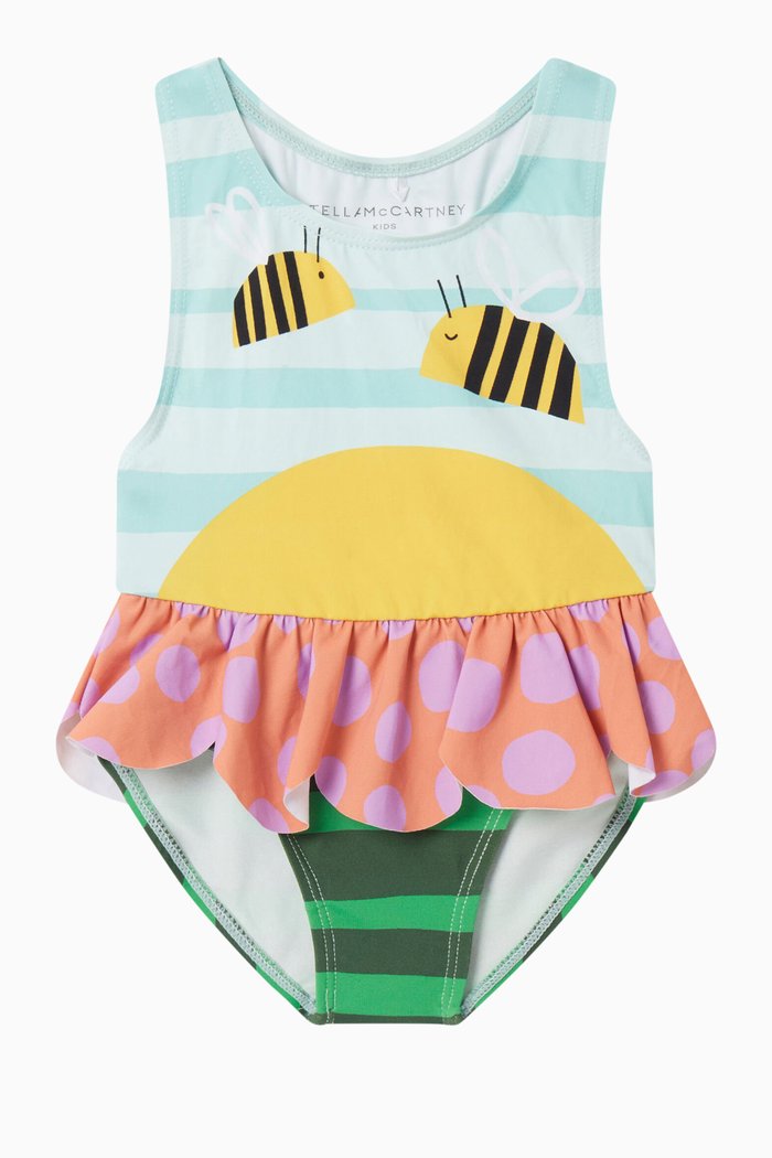 

Baby Bee-print Swimsuit in Recycled Polyester, Multicolour