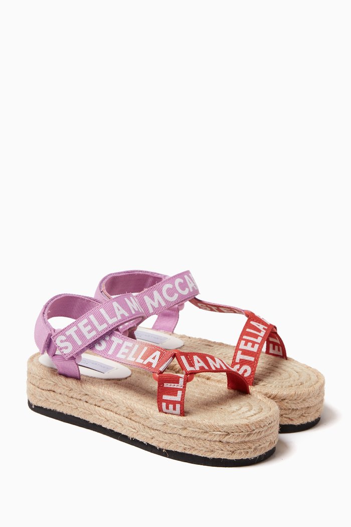 

Logo-strap Sandals in Grosgrain & Jute, Multicolour