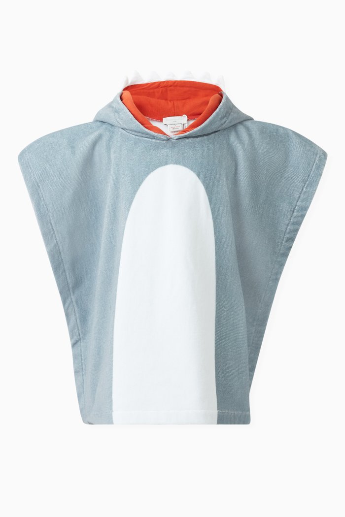 Hooded Shark Towel in Organic Cotton, Grey