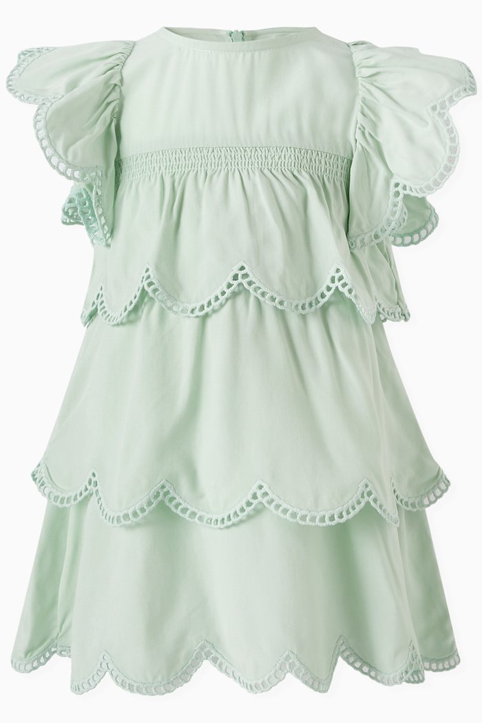 

Scalloped Layered Dress, Green