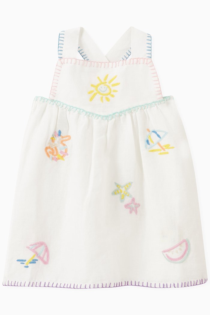 

Baby Embroidered Mini Dress in Cotton, White
