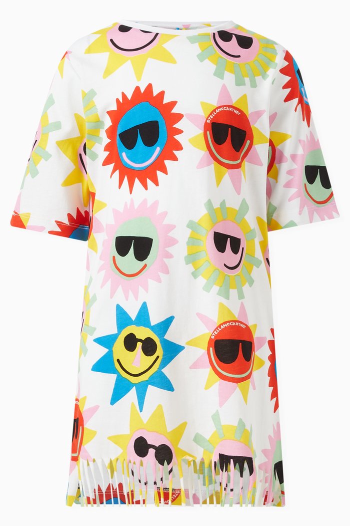 

Sun Print T-Shirt Dress in Cotton, Multicolour